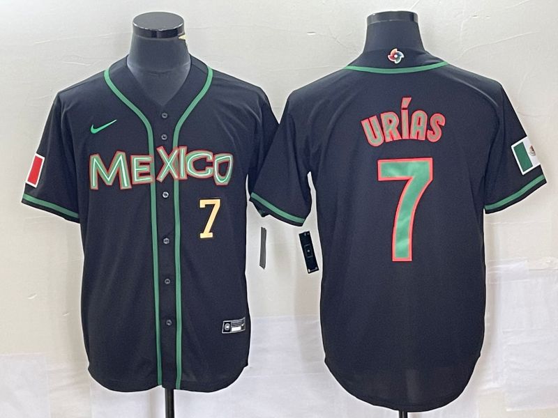 Men 2023 World Cub Mexico 7 Urias Black green Nike MLB Jersey10